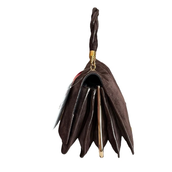 Givenchy Turn-Lock 4G Brown Suede GHW Woven Strap Clutch Handbag - Picture 3 of 15